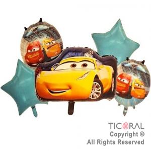 SET DE GLOBOS METALIZADO CARS CRUZ RAMIREZ 5 UNIDADES X 1